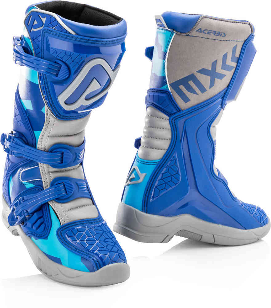 Детские ботинки для мотокросса X-Team Acerbis, серо-голубой