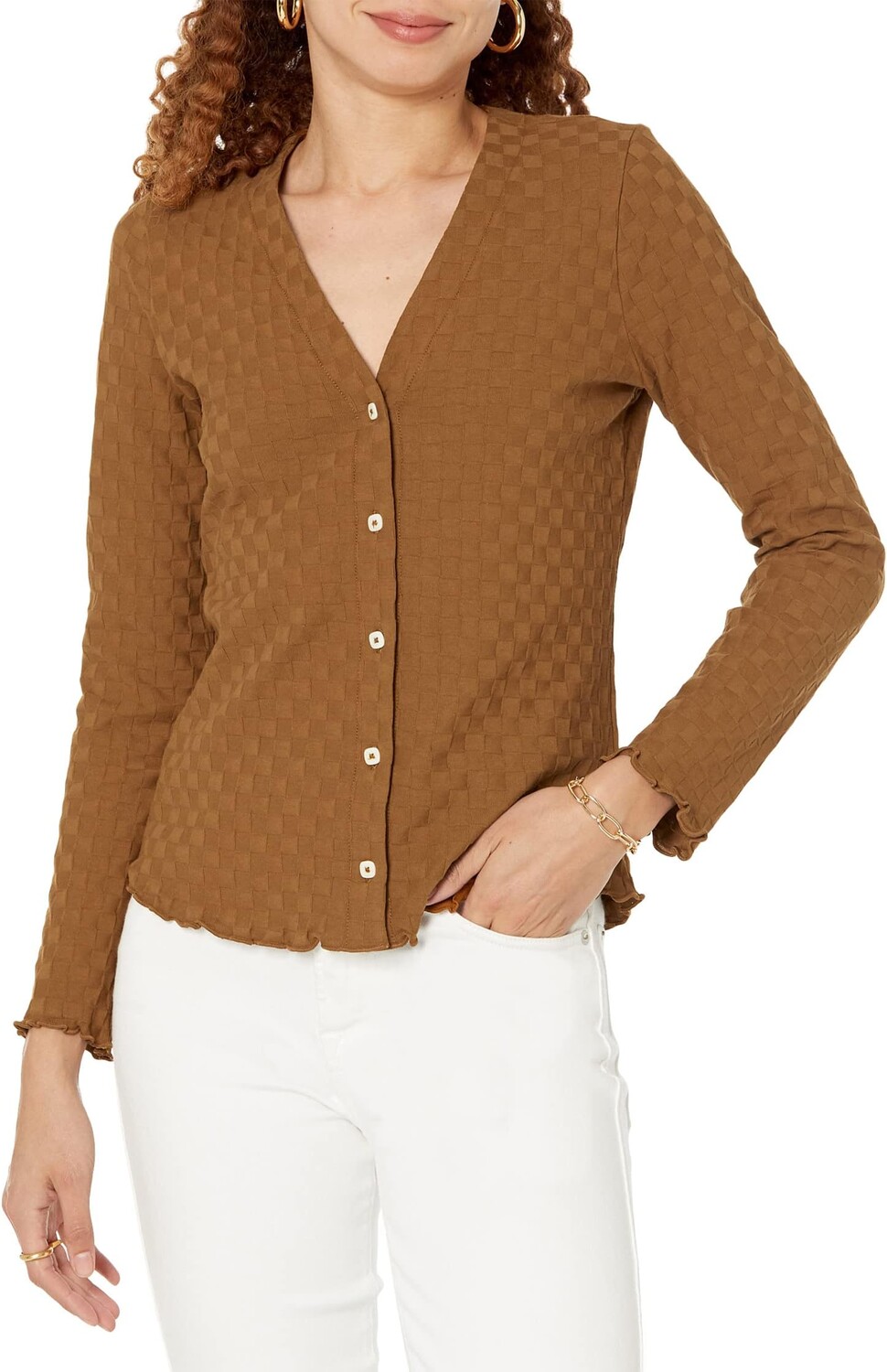 

Свитер Chess Check Classic V-Neck Cardigan Madewell, цвет Sepia