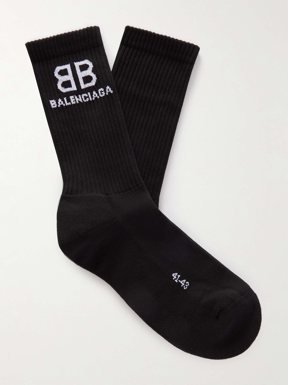 

Носки в рубчик с жаккардовым логотипом и хлопком BALENCIAGA, черный