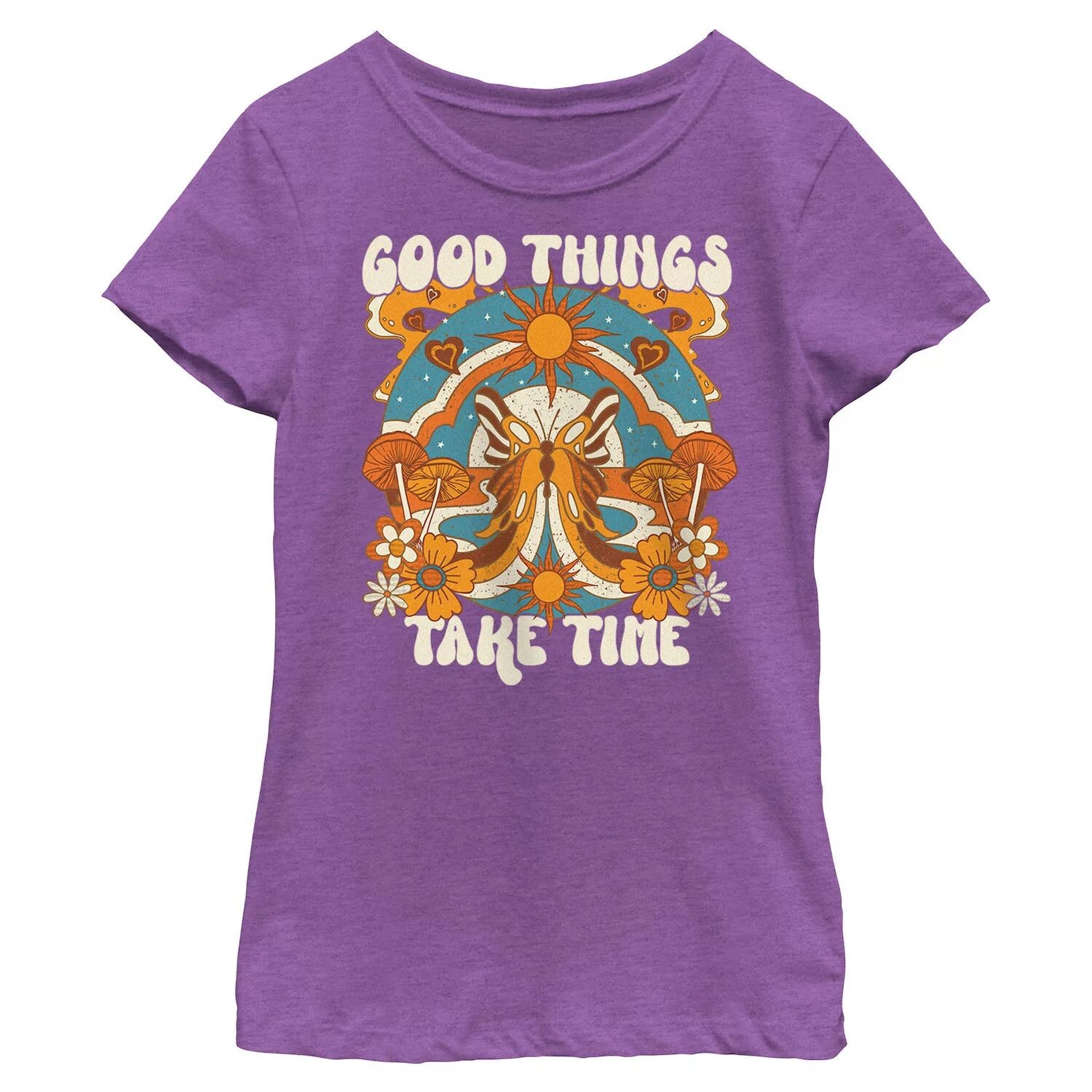 

Футболка с рисунком Good Things Hippie для девочек 7–16 лет Unbranded