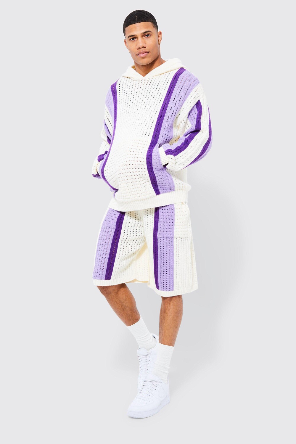 

Трикотажное худи и короткий комплект baja Boohoo, экру