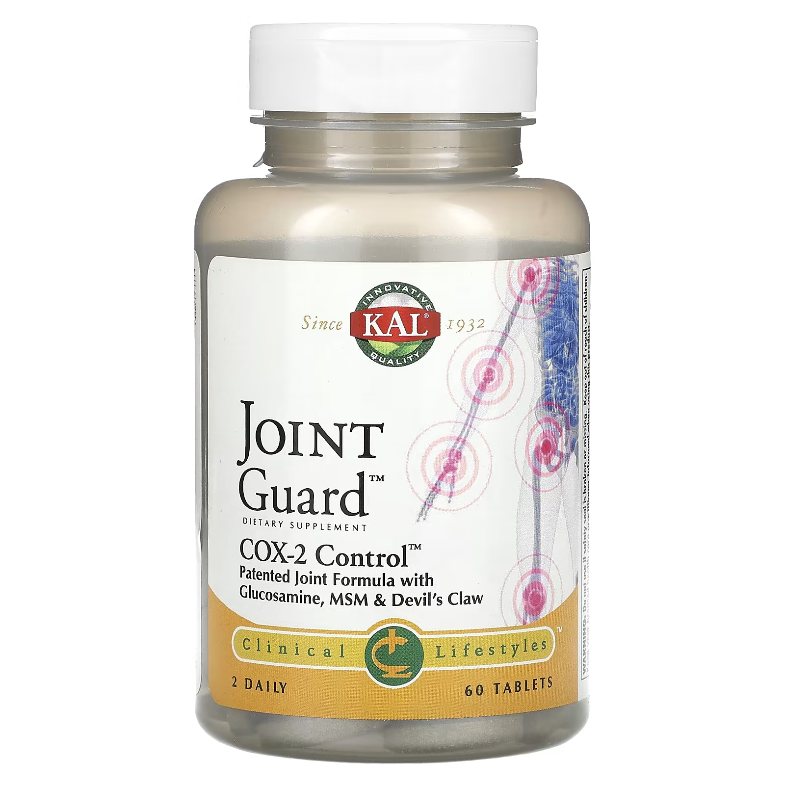 глюкозамин хондроитин мсм для суставов Пищевая добавка Kal Joint Guard COX-2 Control, 60 таблеток