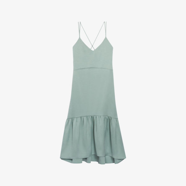 Атласное платье миди roya с оборками Claudie Pierlot, цвет verts
