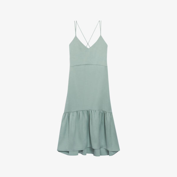 

Атласное платье миди roya с оборками Claudie Pierlot, цвет verts