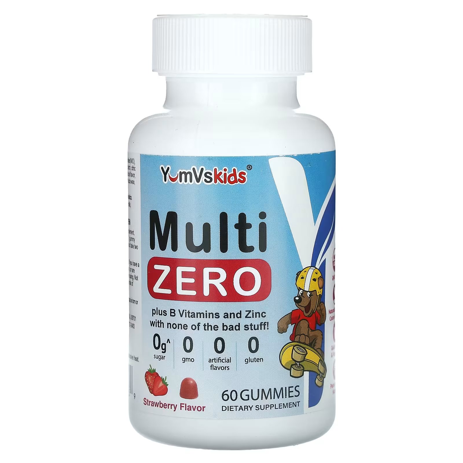YumV's Kids Multi Zero Gummies Клубника, 60 жевательных конфет витамины для детей и взрослых vitamin d3 gummies for adults and kids 60 жевательных конфет 24 баночки