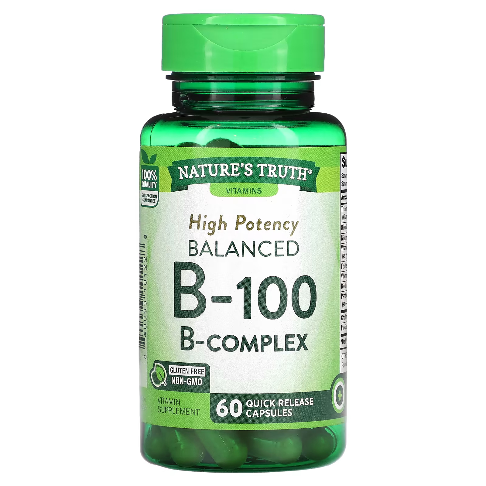 Биологически активная добавка Nature's Truth Balanced B-100, 60 быстродействующих капсул сбалансированный комплекс витаминов группы в 60 таблеток