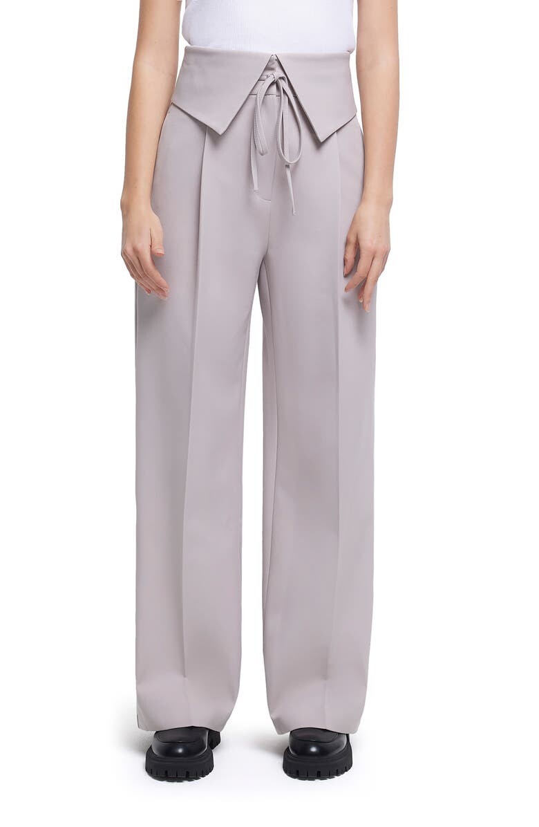

Широкие брюки с отложной талией RIVER ISLAND, серый