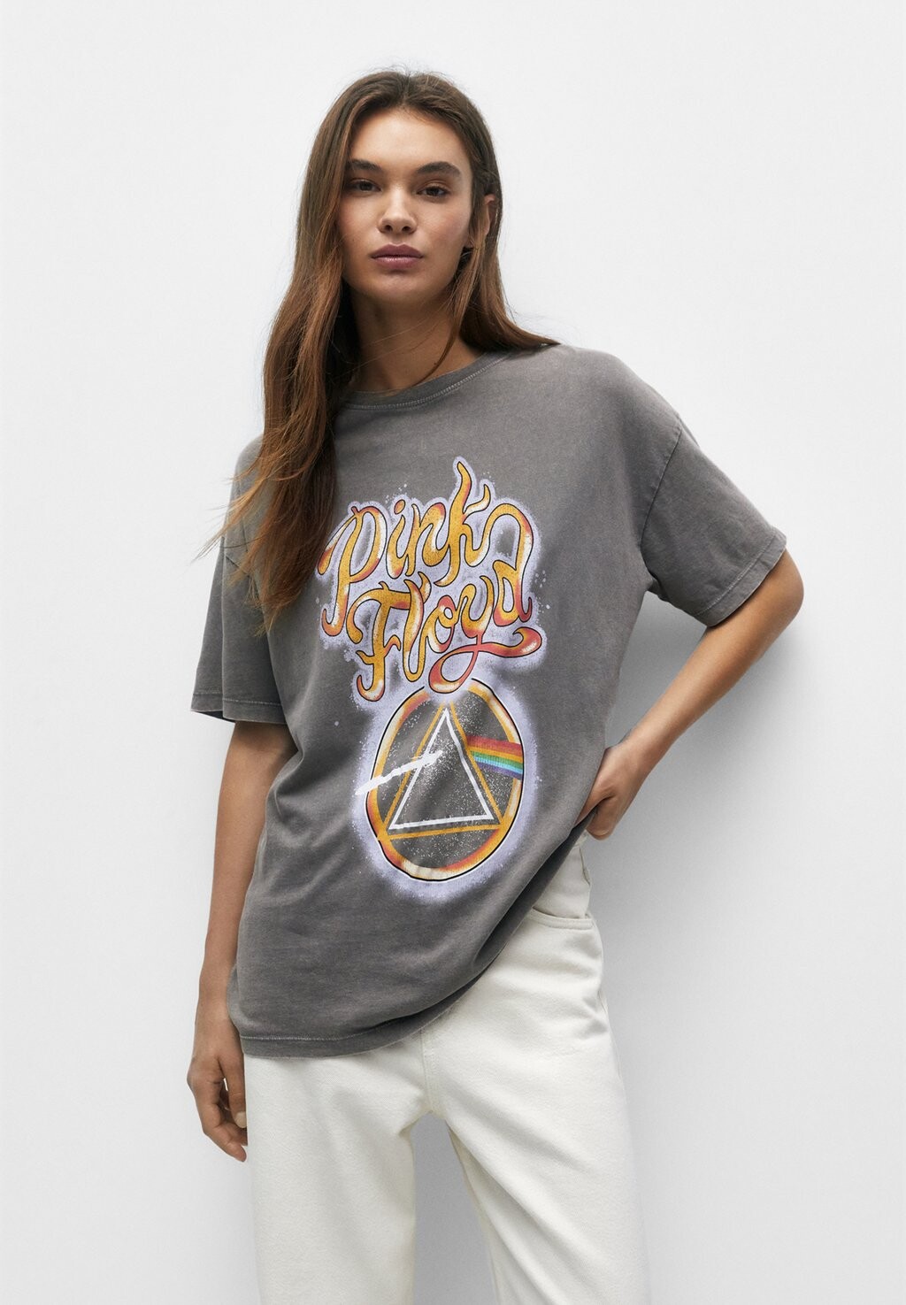 

Футболка с принтом PULL&BEAR, Серый