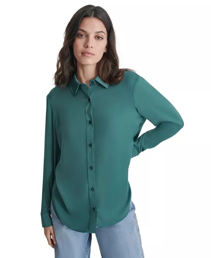 

Блуза Petite с отложным воротником и пуговицами на манжетах DKNY Jeans, зеленый