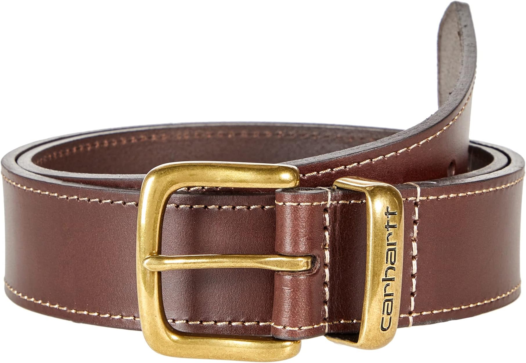 

Ремень Carhartt Bridle Leather Debossed Metal Keeper Belt, цвет Brown/Brass Finish