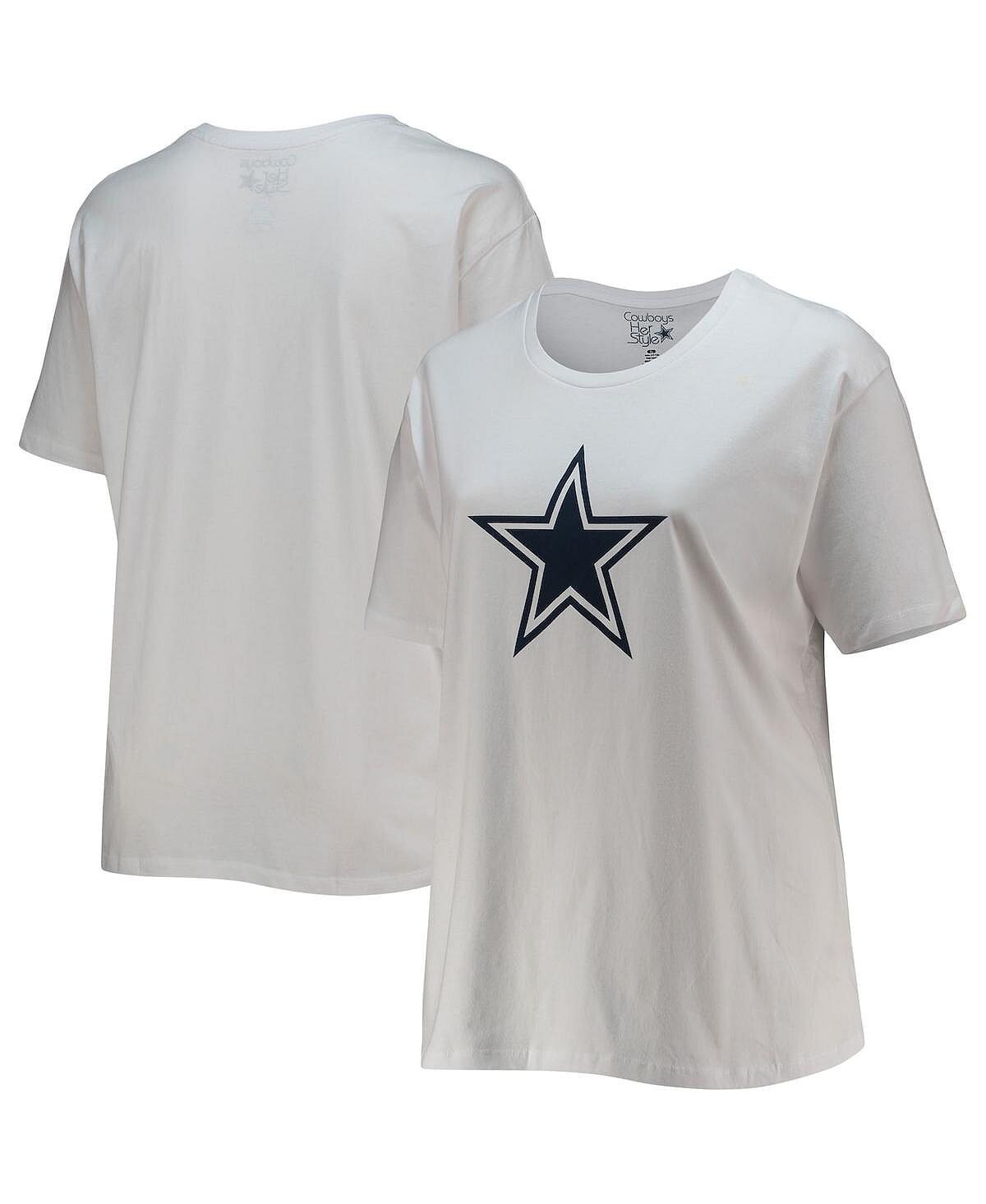 

Женская фирменная белая футболка Dallas Cowboys со звездами и овальным вырезом больших размеров Fanatics, белый