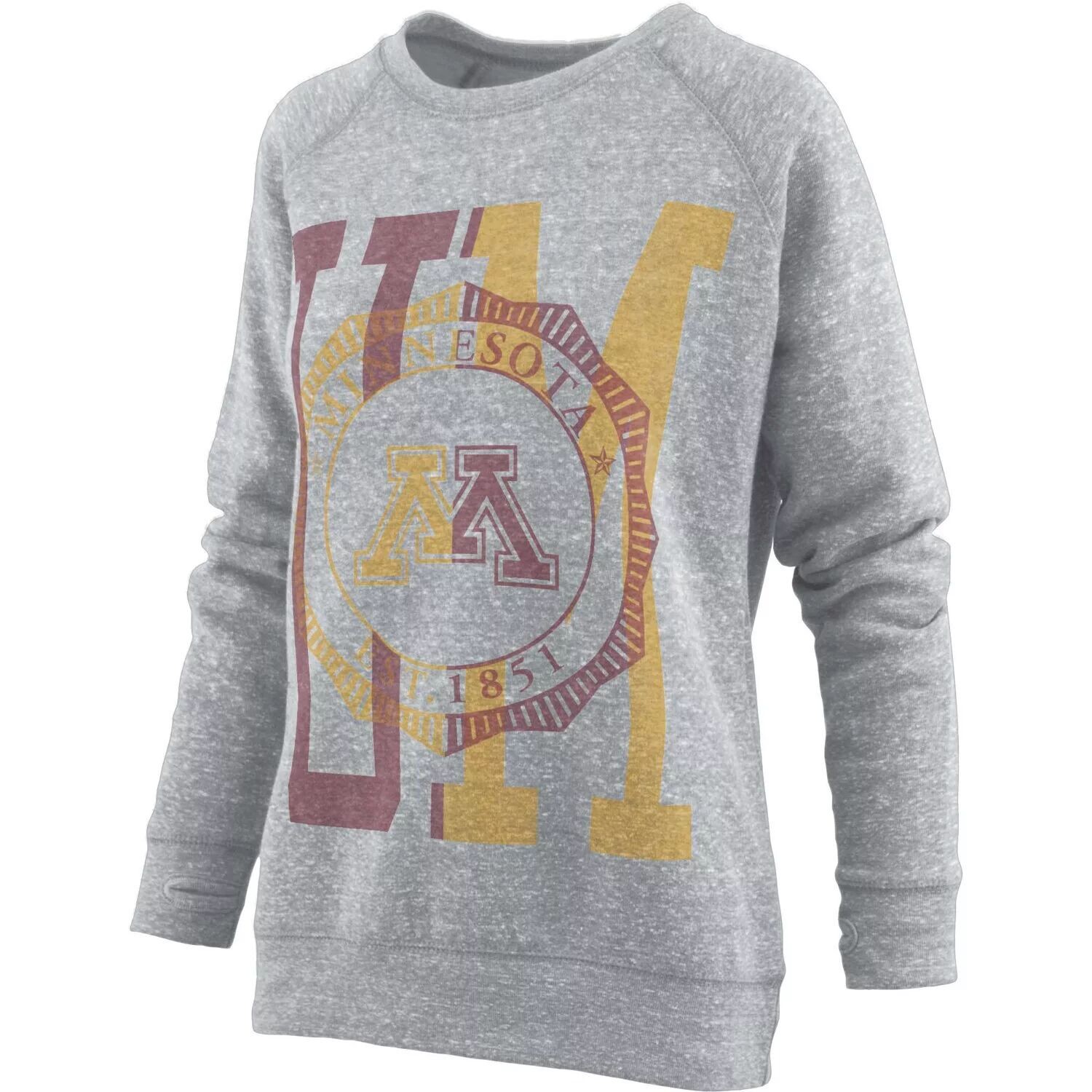 

Женский пуловер Pressbox Heather Grey Minnesota Golden Gophers Knobi реглан, толстовка