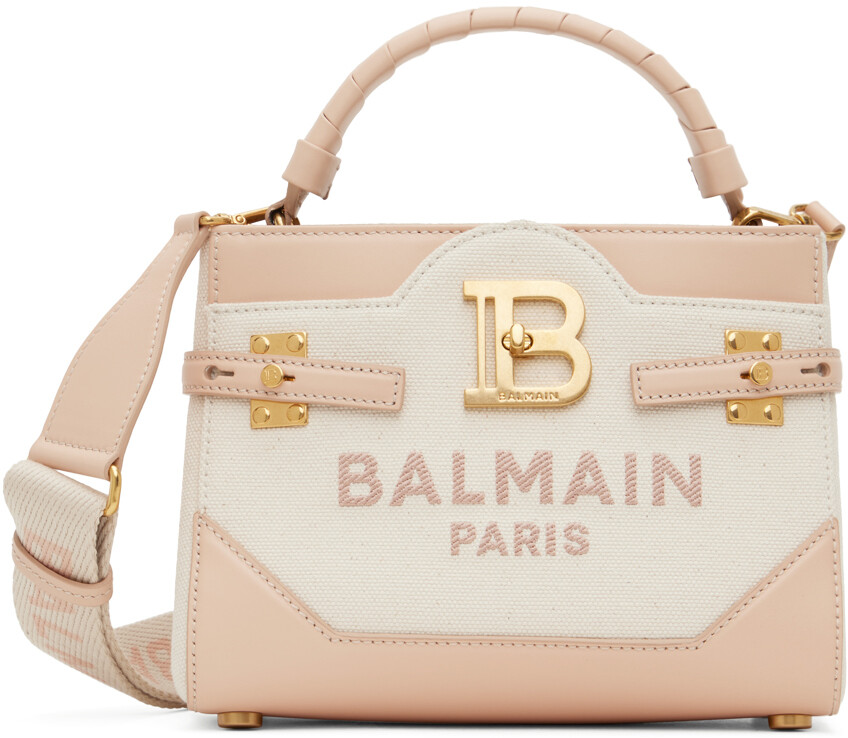 

Бело-розовая холщовая сумка B-Buzz 22 Balmain