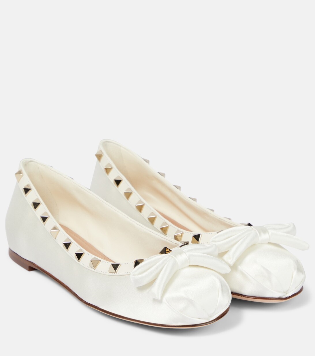 

Балетки Rockstud из атласа и кожи Valentino Garavani, белый
