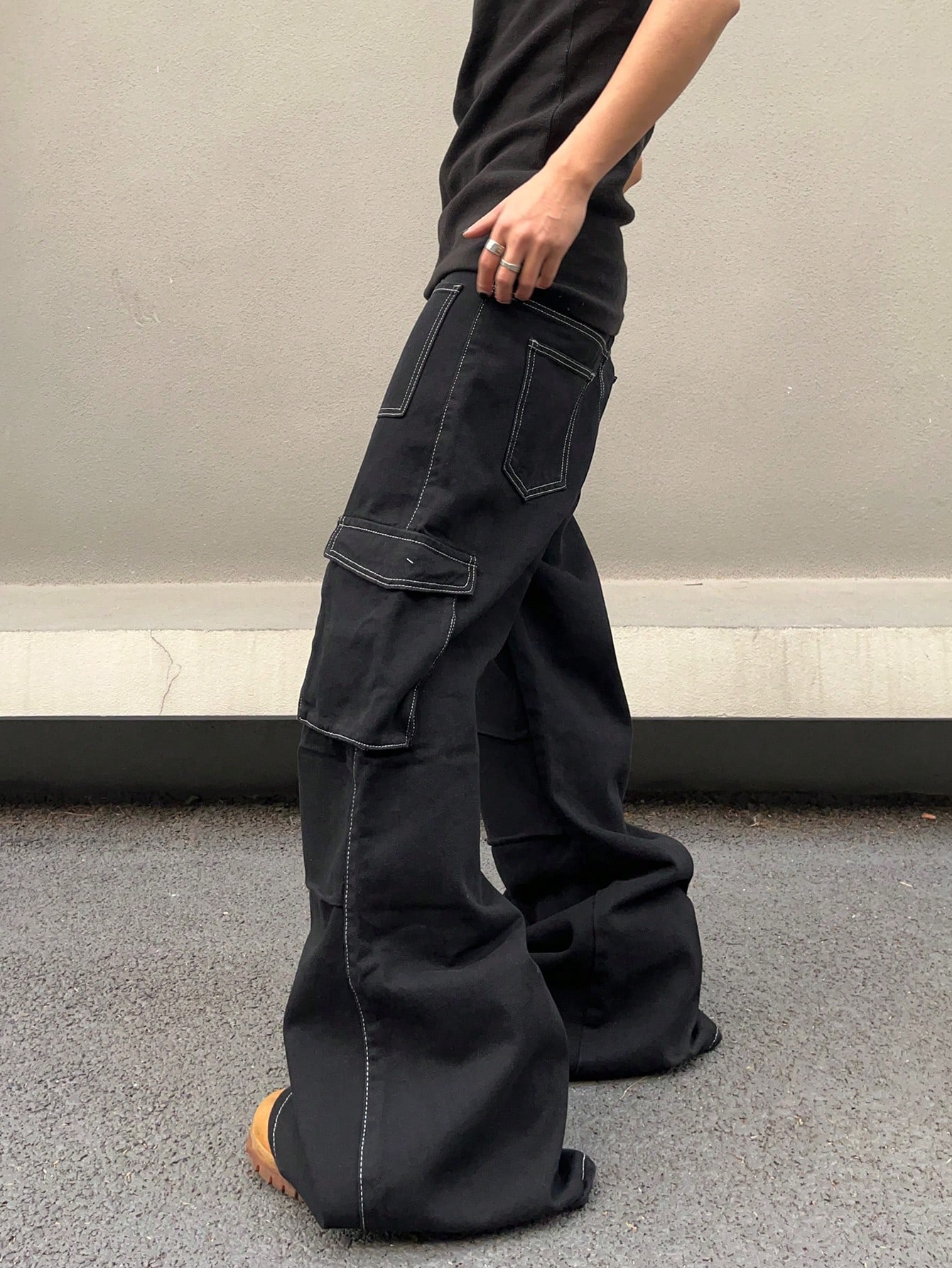 Мужские свободные и длинные джинсы Manfinity EMRG, черный
