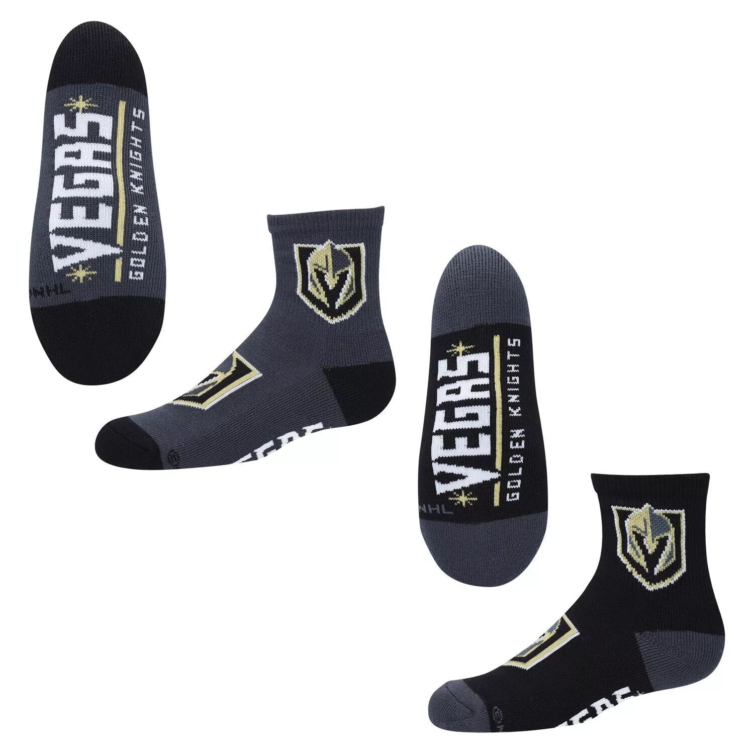 

Комплект из двух командных носков длиной в четверть от Youth For Bare Feet Vegas Golden Knights Unbranded