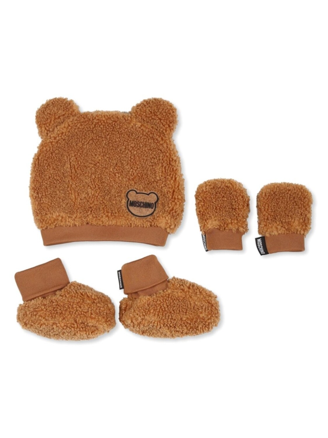 

Moschino Kids комплект из шапки и перчаток с логотипом, коричневый