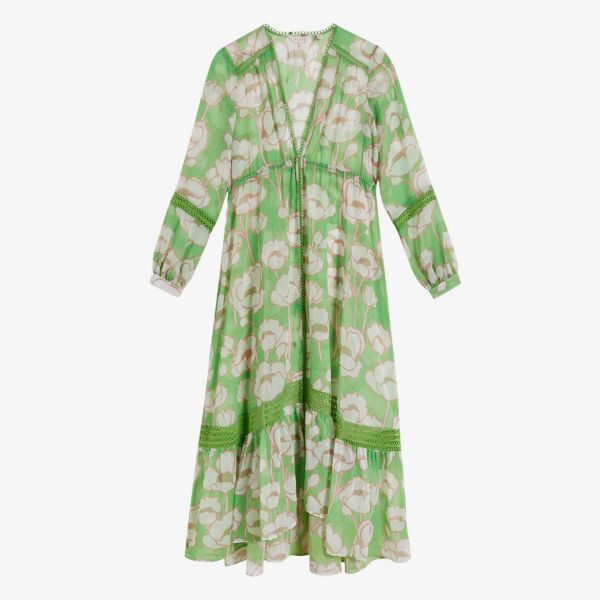 

Тканое платье макси Elisiia с цветочным принтом Ted Baker, зеленый