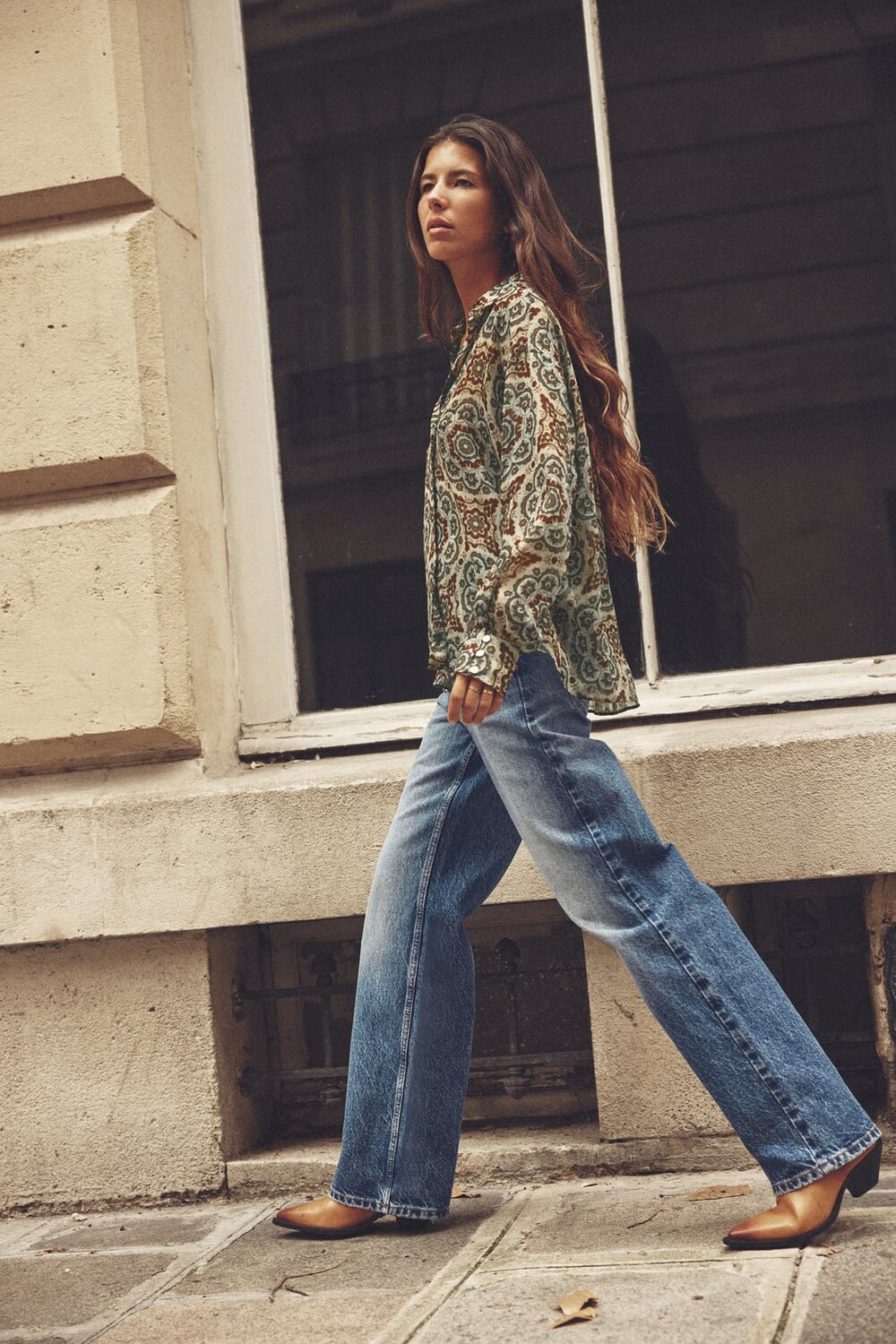 

Рубашка с принтом и металлизированной нитью ZARA, разноцветный