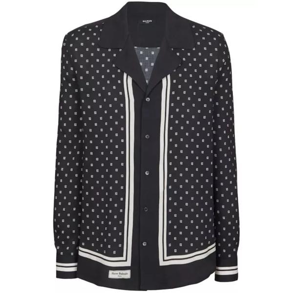 

Футболка monogram-scarf long-sleeve shirt Balmain, черный