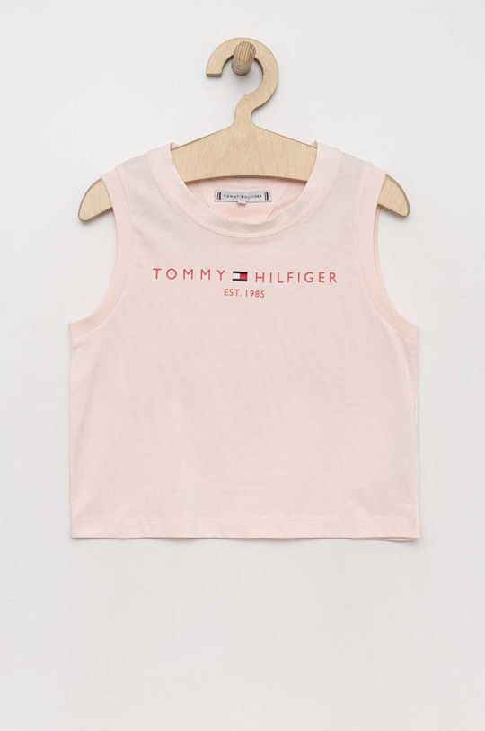 цена Детский хлопковый топ Tommy Hilfiger, розовый