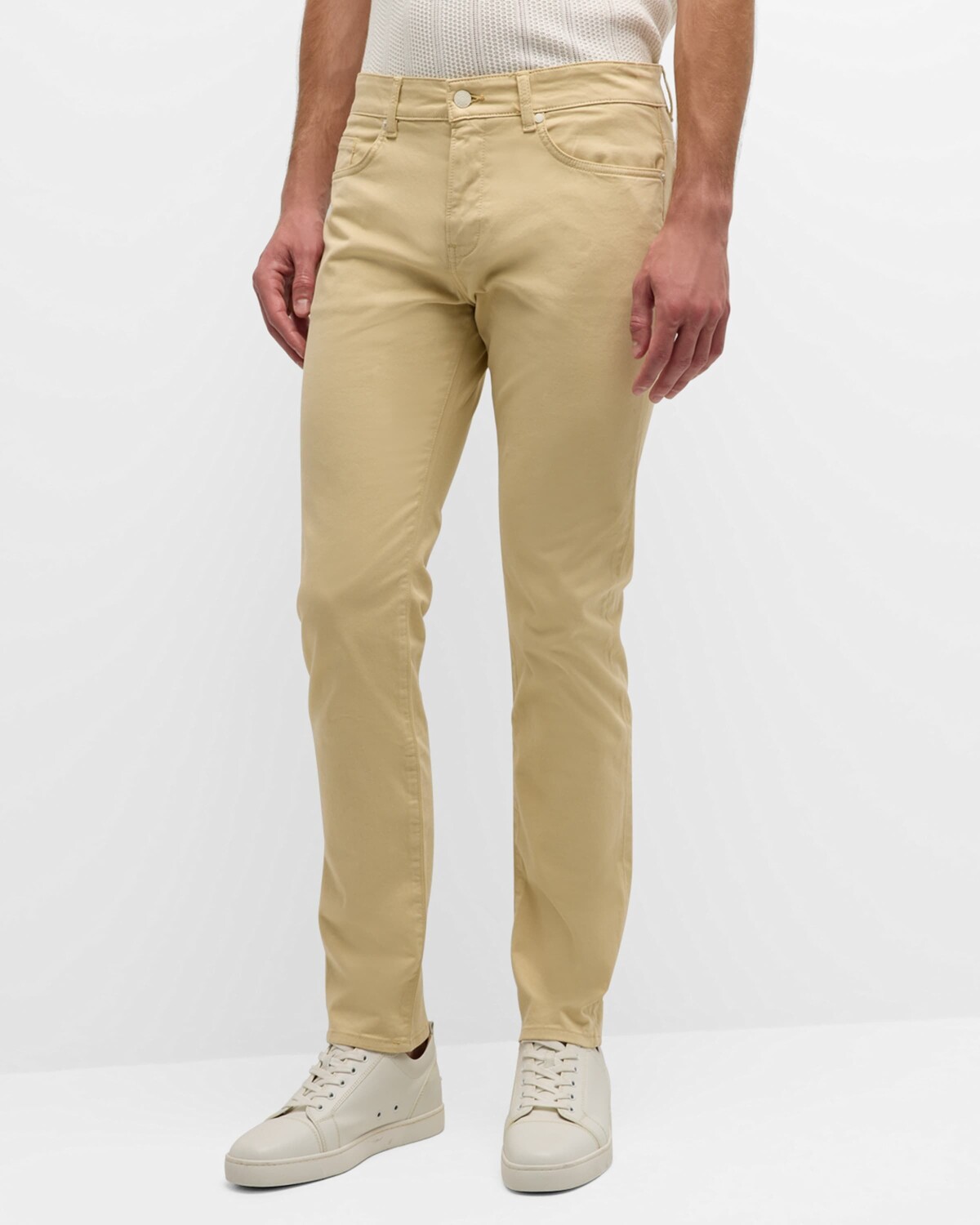Мужские узкие хлопковые брюки с пятью карманами BOSS, цвет Beige