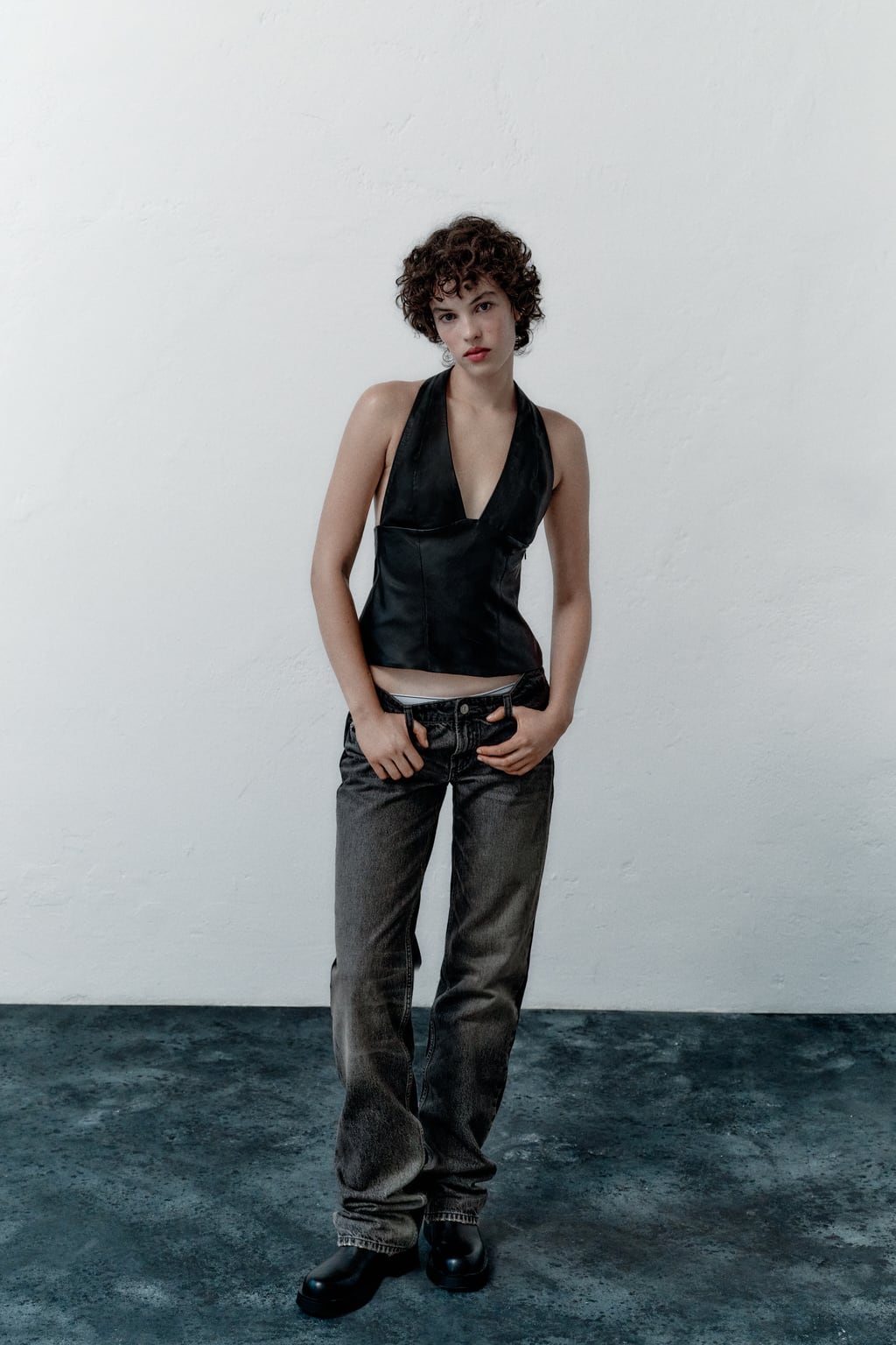 

Прямые джинсы с низкой посадкой Trf ZARA, серый