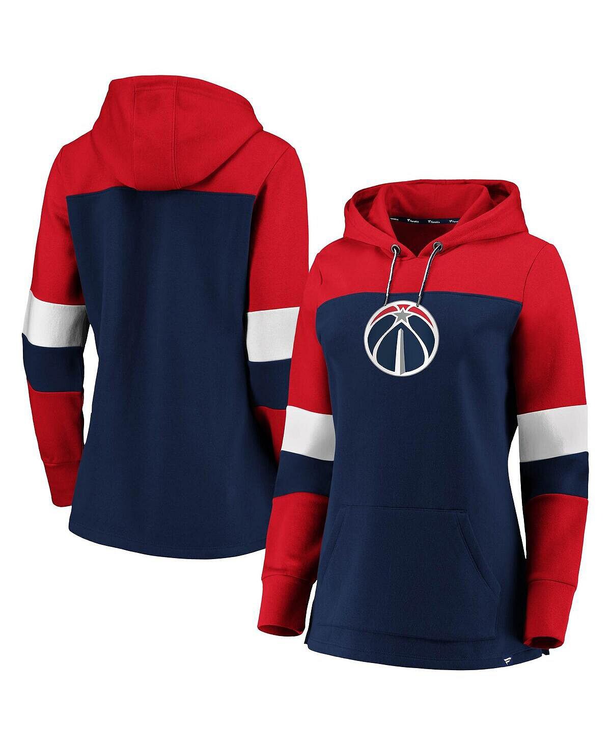 

Женский пуловер с капюшоном темно-синего и красного цвета Washington Wizards Iconic Heavy Block Fanatics