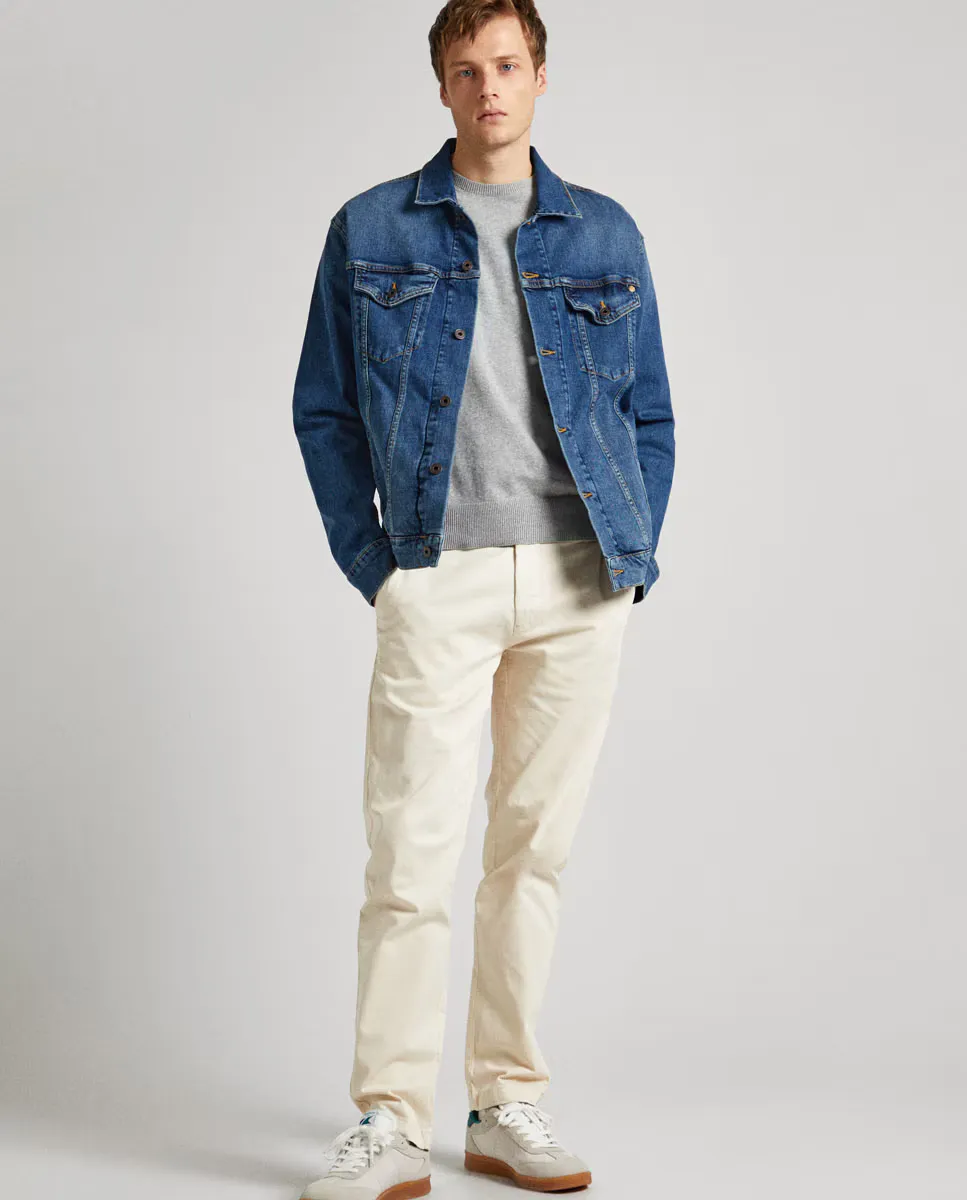 

Мужские чиносы узкого кроя из саржи Pepe Jeans, цвет Crema