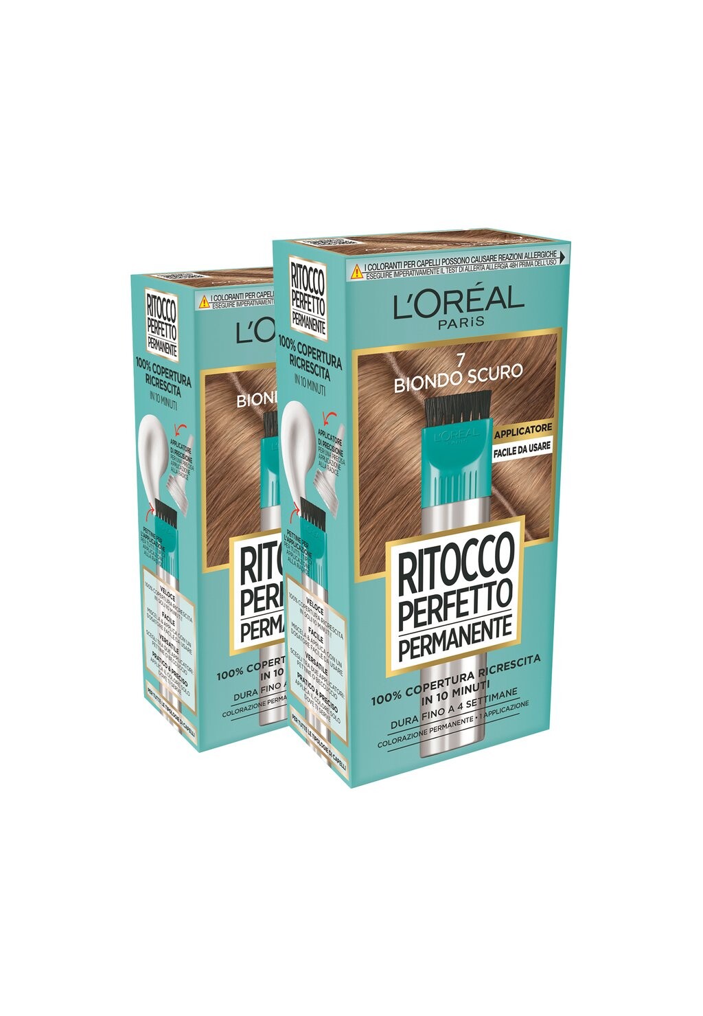 

Краска для волос L'ORÉAL PARIS COLORAZIONE RITOCCO PERFETTO PERMANENTE 100% COPERTURA RICRESCITA APPLICATORE E PETTINE INTEGRATI, 2 PACK L'Oréal Paris, желтый