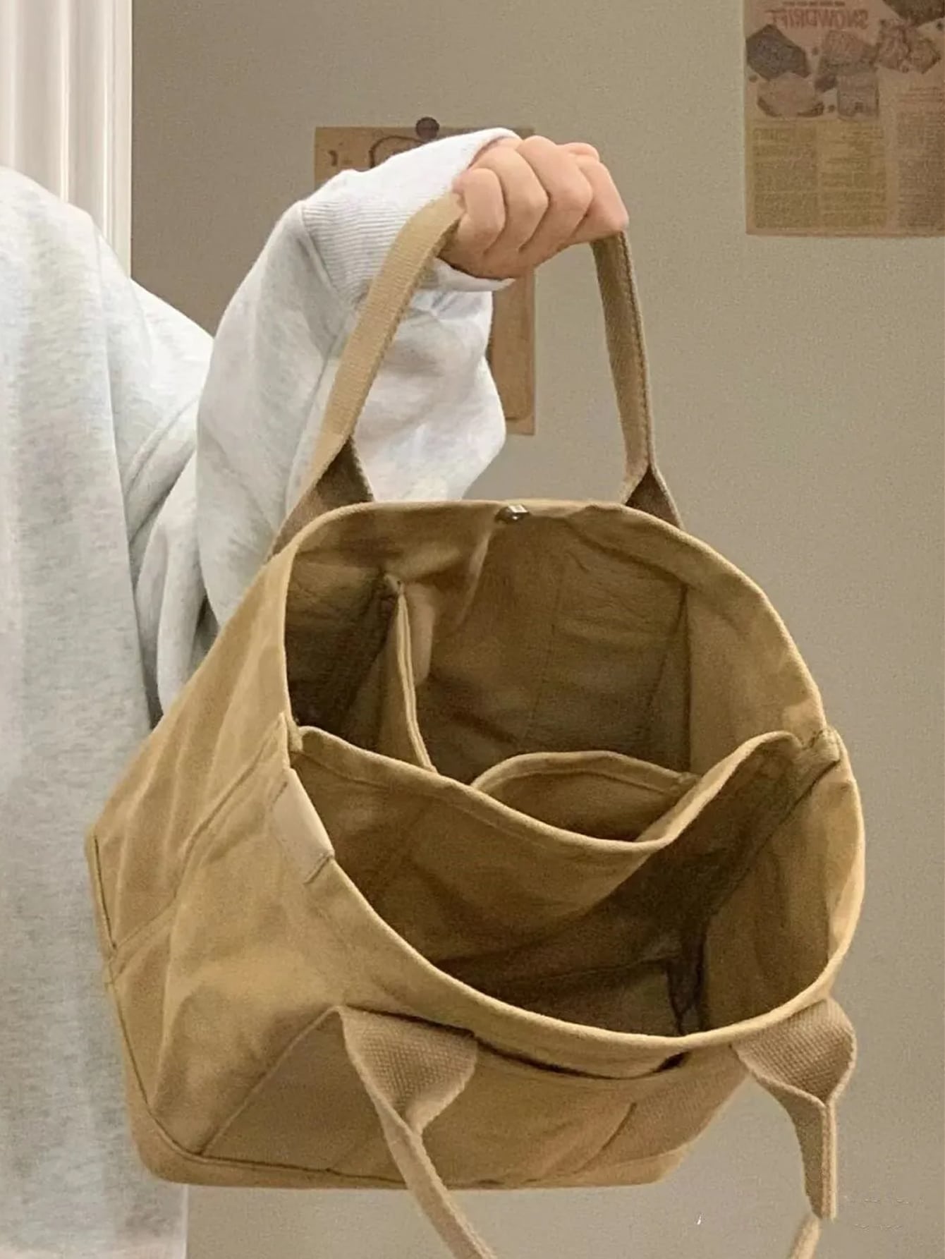 Однотонная большая сумка-саквояж, хаки минималистичная большая сумка для ноутбука для женщин коричневый