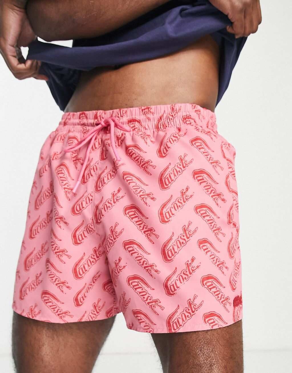 

Розовые шорты для плавания с логотипом Lacoste