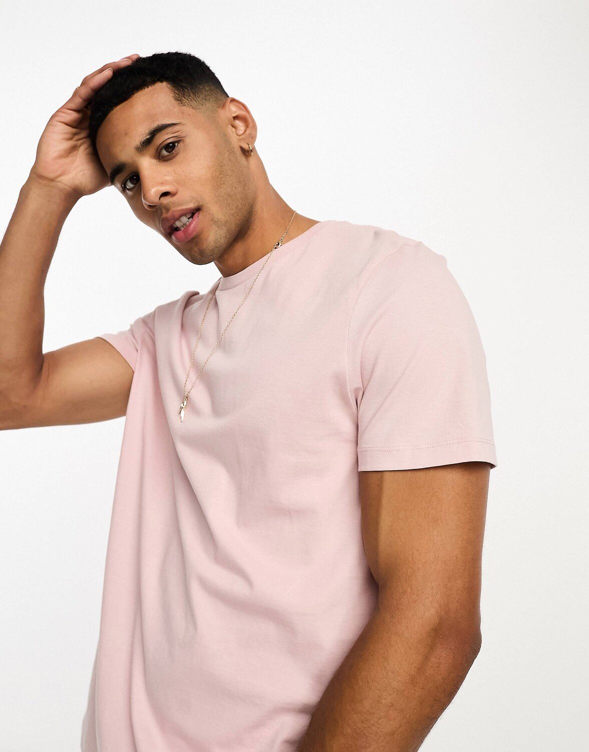 

Серо-розовая футболка с круглым вырезом ASOS DESIGN