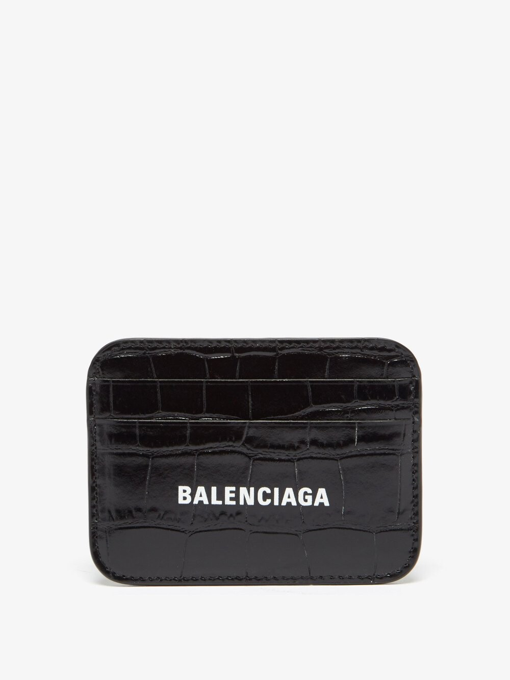 

Картхолдер cash из кожи с тиснением под крокодила и логотипом Balenciaga, черный