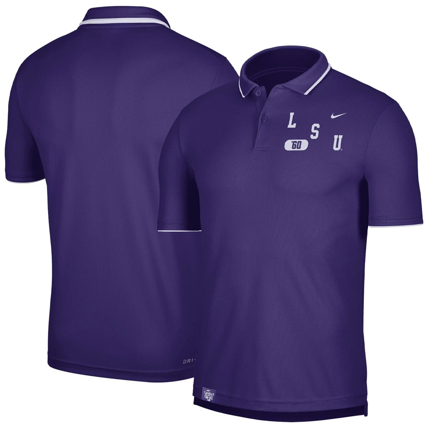 

Мужская фиолетовая рубашка-поло LSU Tigers Wordmark Performance Nike, Фиолетовый