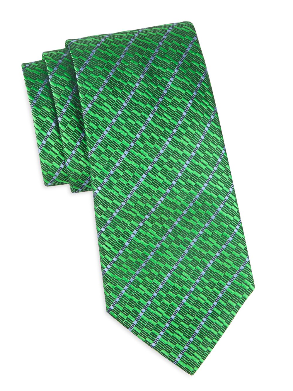 Шелковый жаккардовый галстук в полоску Charvet, зеленый галстук в полоску зеленый