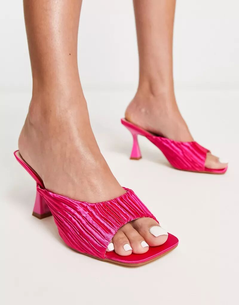Розовые фактурные атласные мюли RAID Jovia на каблуке jovia bebe mavisi cilt dolgu topuk sandalet