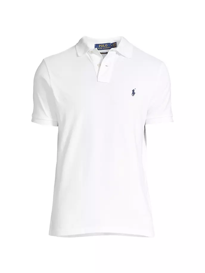 цена Облегающая футболка-поло из хлопковой сетки на заказ Polo Ralph Lauren, белый