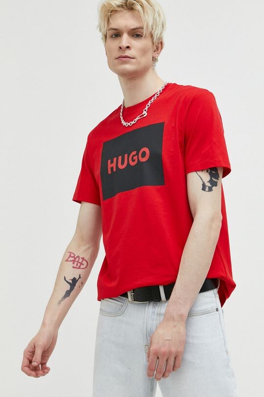 

Хлопковая футболка HUGO Hugo, красный