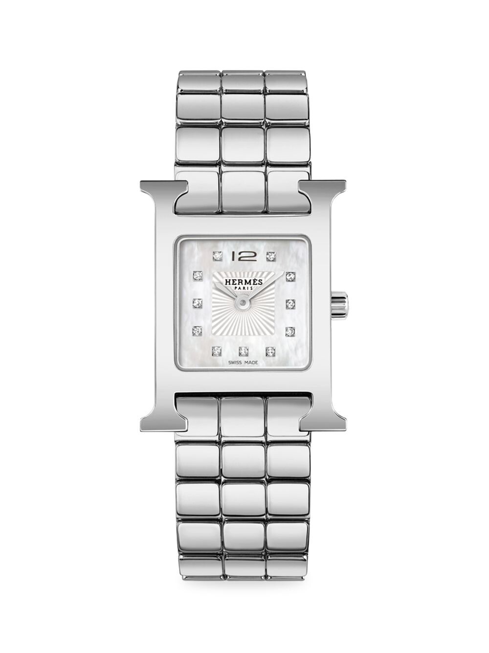 

Часы-браслет Heure H из нержавеющей стали и бриллиантов/21 мм HERMÈS