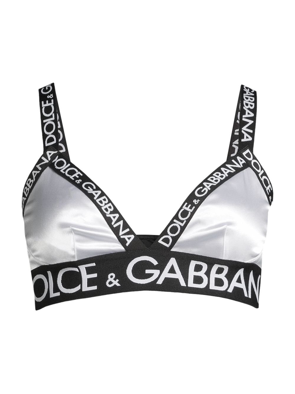 

Атласный бюстгальтер с треугольными чашечками и логотипом DOLCE&GABBANA, белый