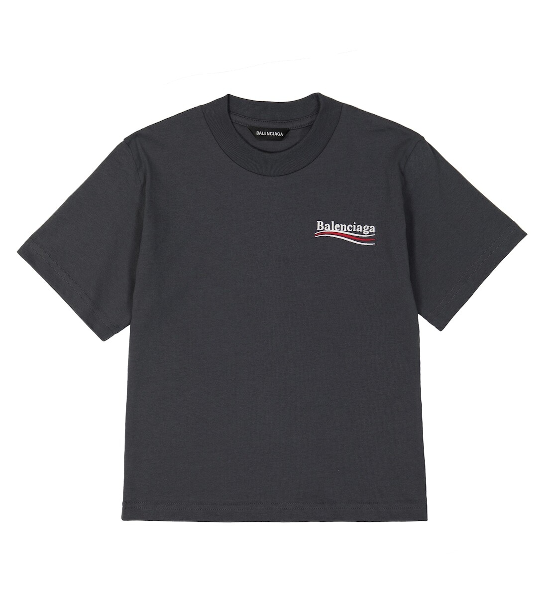 

Хлопковая футболка с логотипом Balenciaga Kids, серый