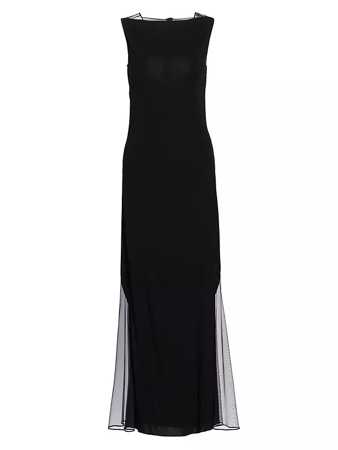 Платье макси с сетчатыми вставками Helmut Lang, черный платье helmut lang k01hw601 m черный