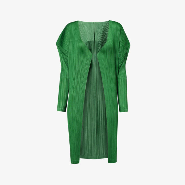 

Февральский вязаный кардиган прямого кроя Pleats Please Issey Miyake, зеленый
