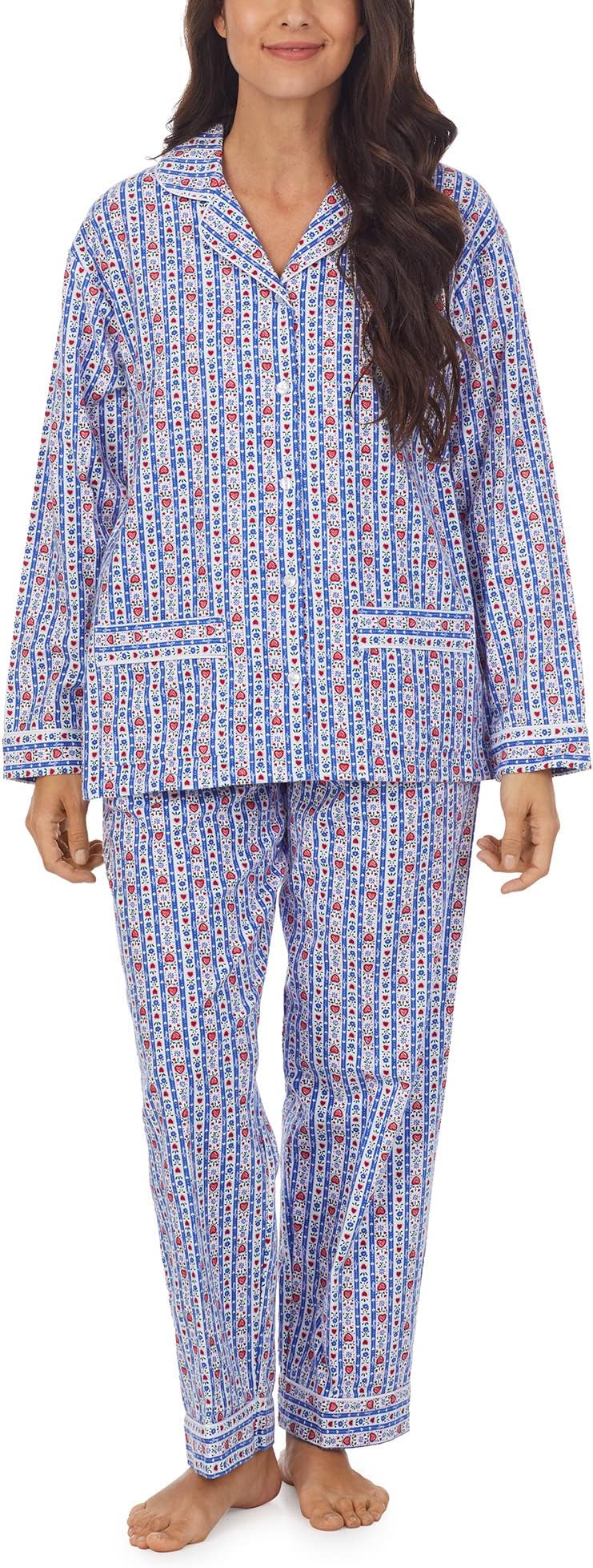 Классический фланелевой пижамный комплект с воротником-стойкой Lanz of Salzburg, цвет Classic Blue Tyroleans