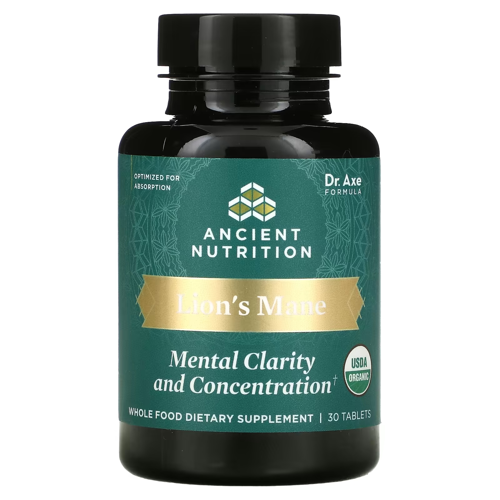 Пищевая добавка Ancient Nutrition Lion's Mane ясность ума и концентрация, 30 таблеток