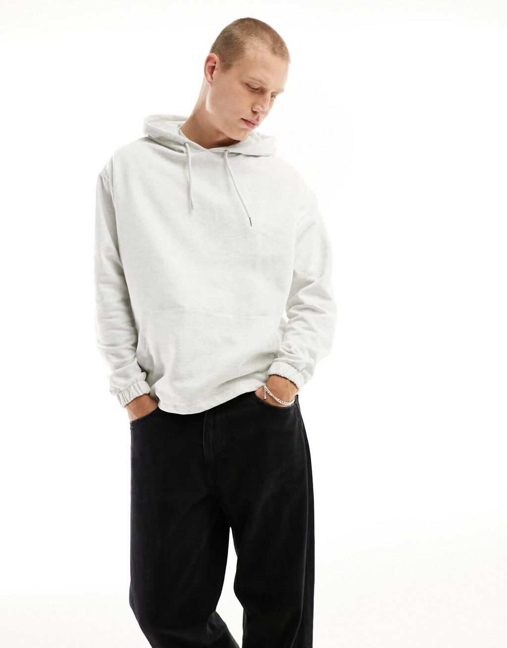 

Толстовка оверсайз белого меланжевого цвета ASOS DESIGN, Белый