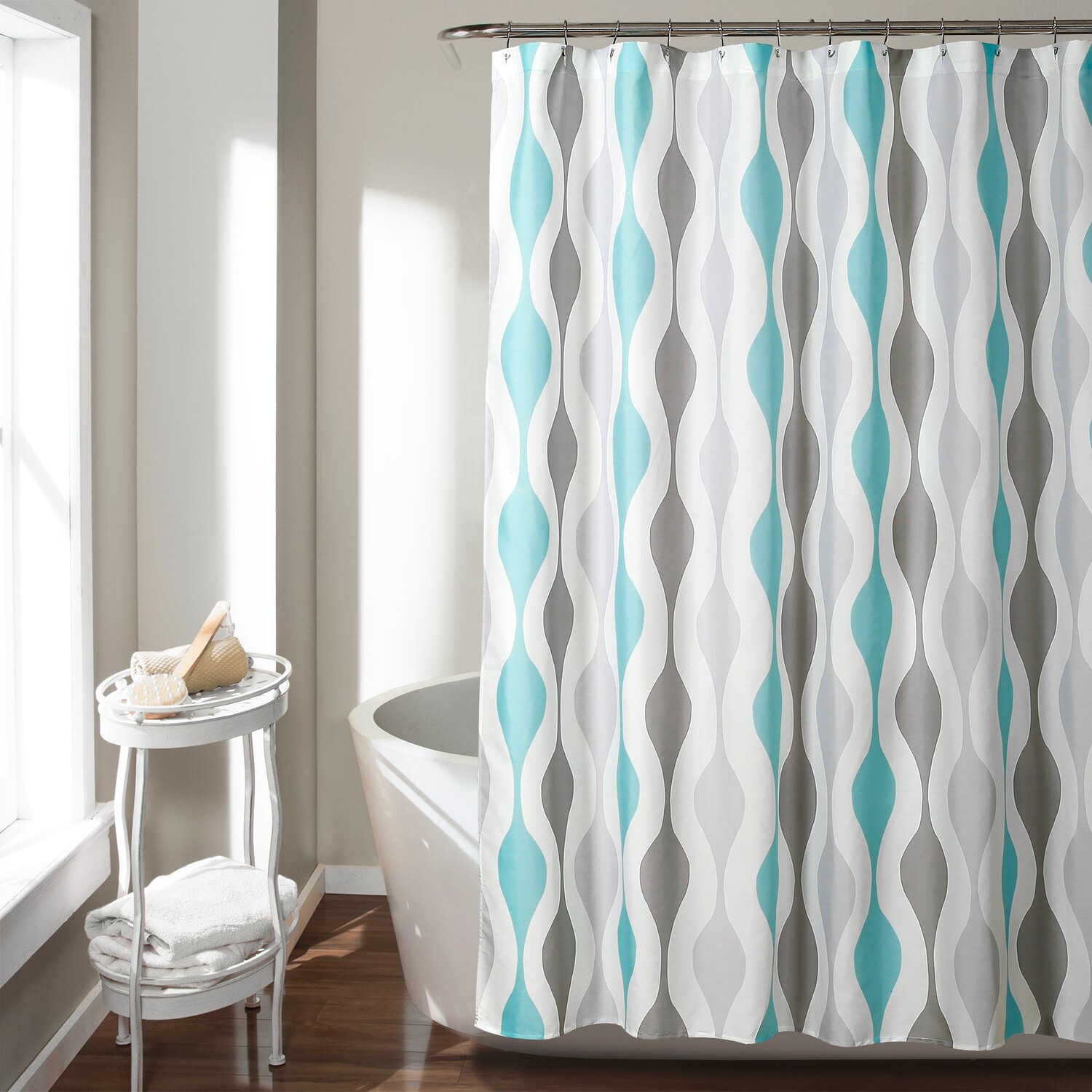 

Занавеска для душа Mid Century Geo Lush Decor, цвет Blue_Gray