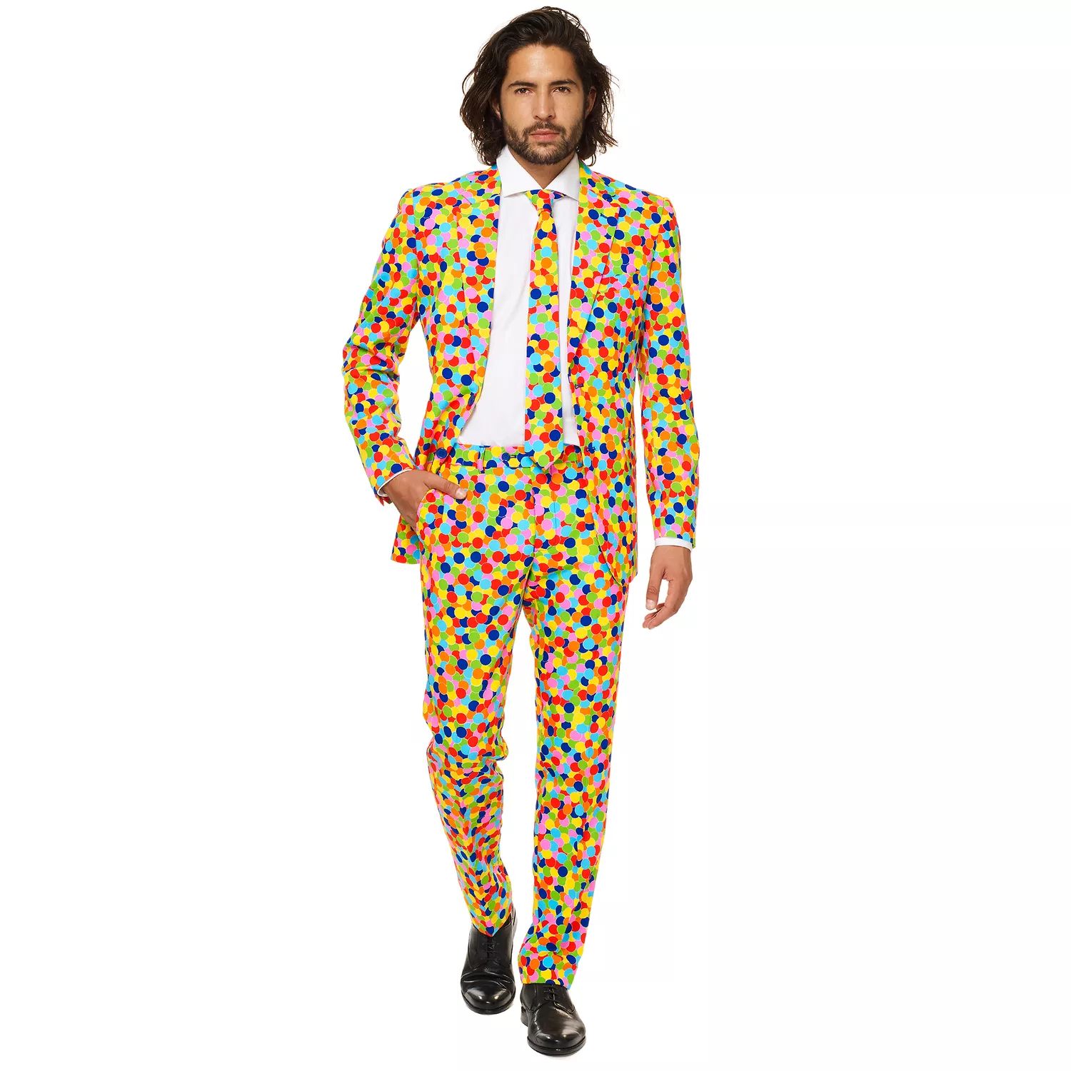 Мужской облегающий костюм и галстук с узором OppoSuits, Dot Print