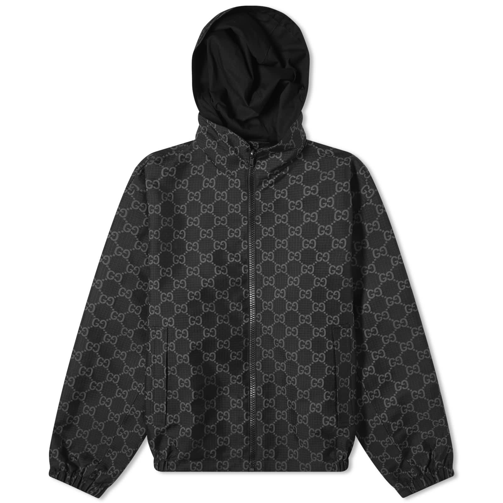 Куртка Gucci Interlocking Logo Ripstop, черный куртка gucci reversible ripstop nylon черный